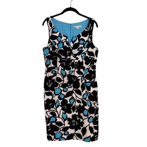 Cleo - Black white blue sleeveless sheath dress
